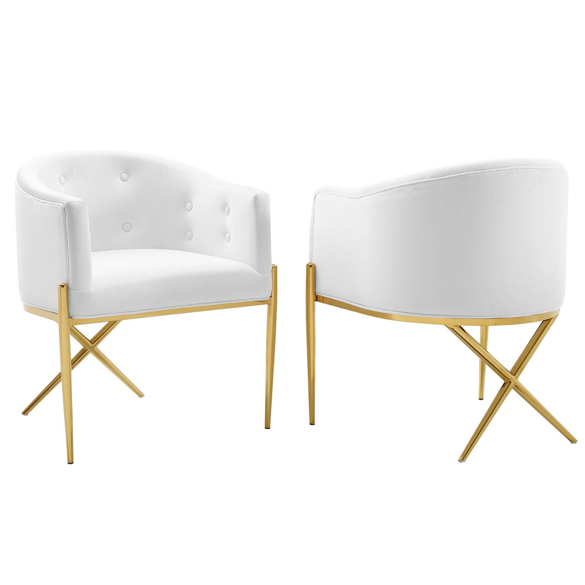 Angle. Modway - Savour Performance Velvet Accent Dining Armchair Set of 2 by Modway - White.