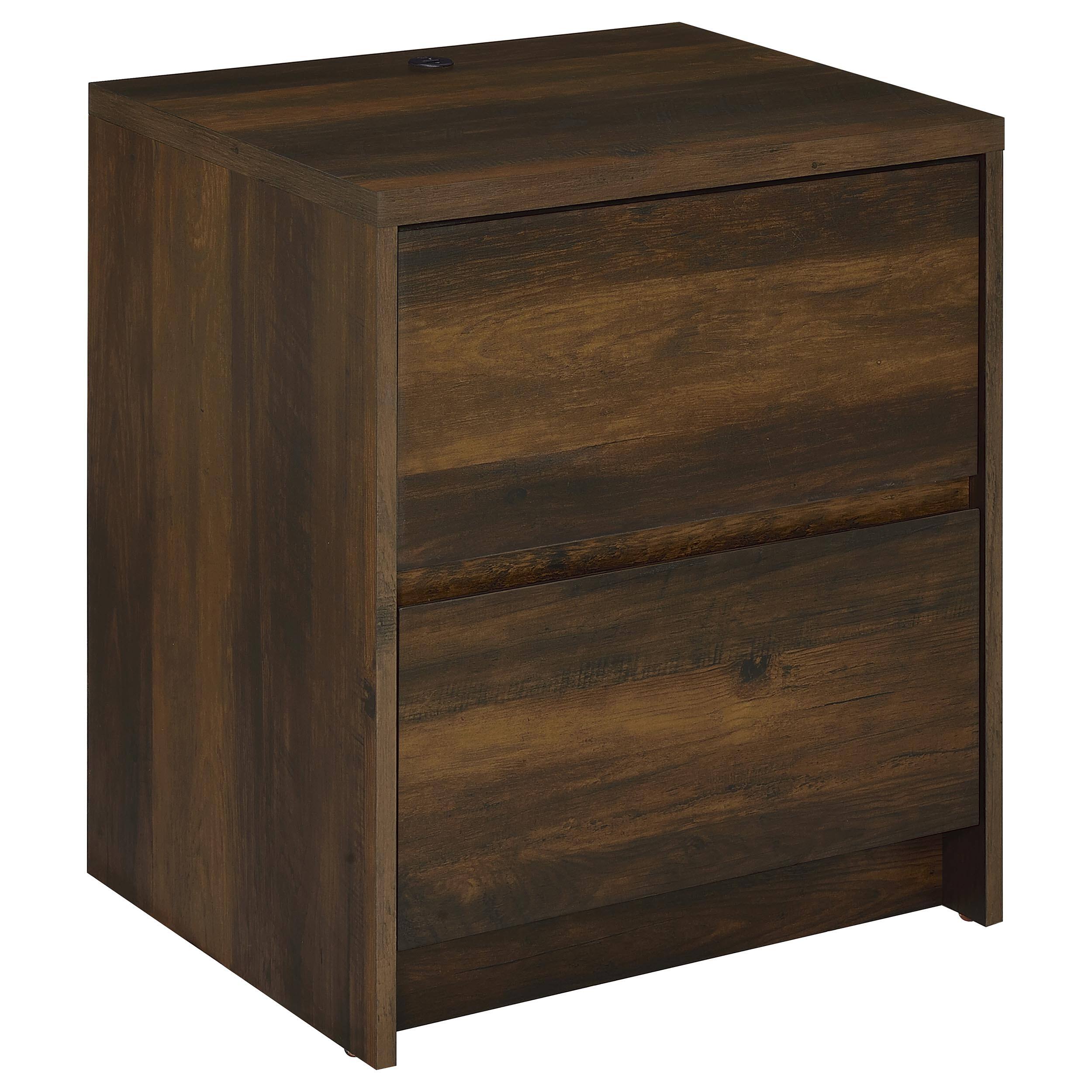 Angle. Tiramisubest - Dark Pine 2-Drawer Nightstand with LED Lights and USB Ports - Green.