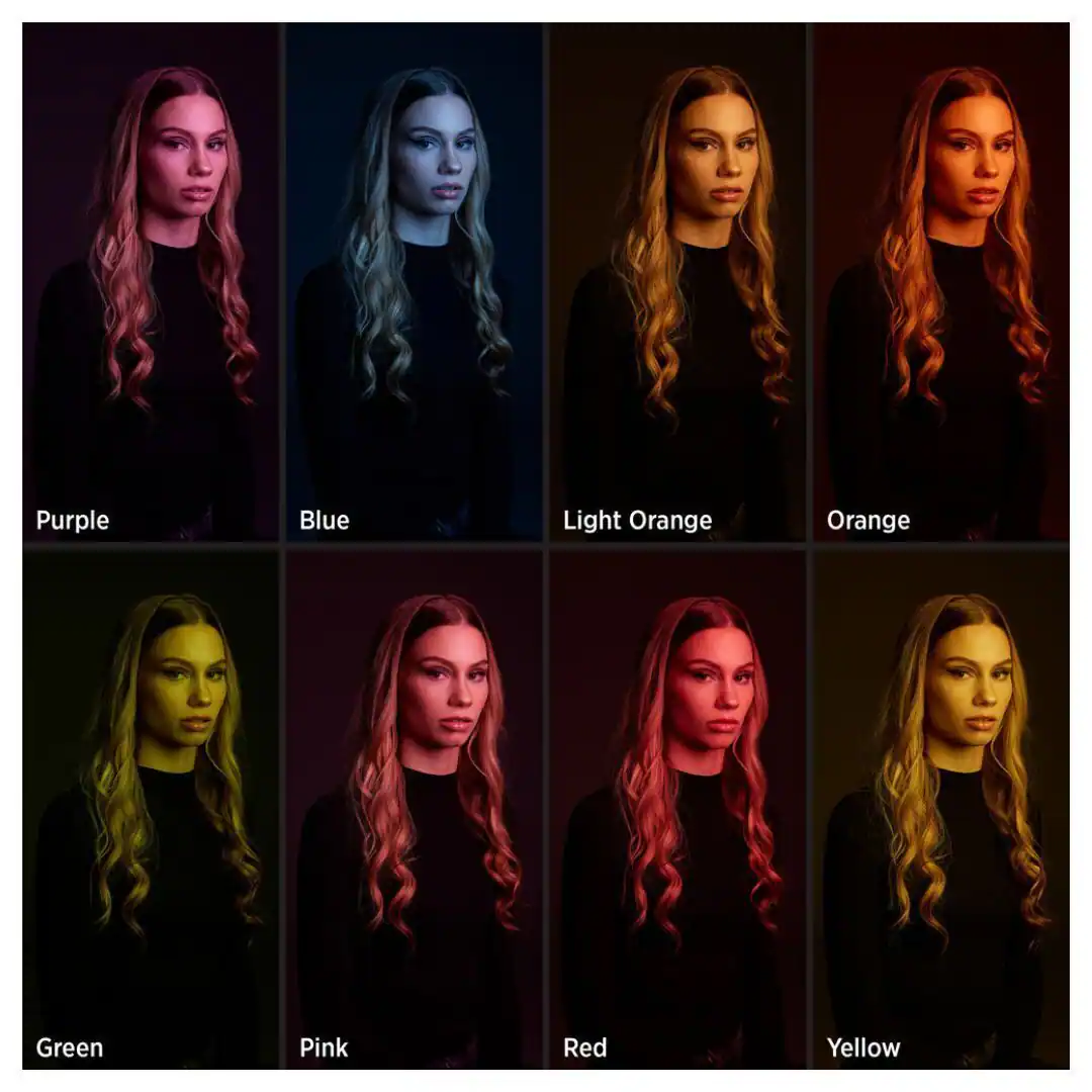 Purple  
Blue  
Light Orange  
Orange  
Green  
Pink  
Red  
Yellow