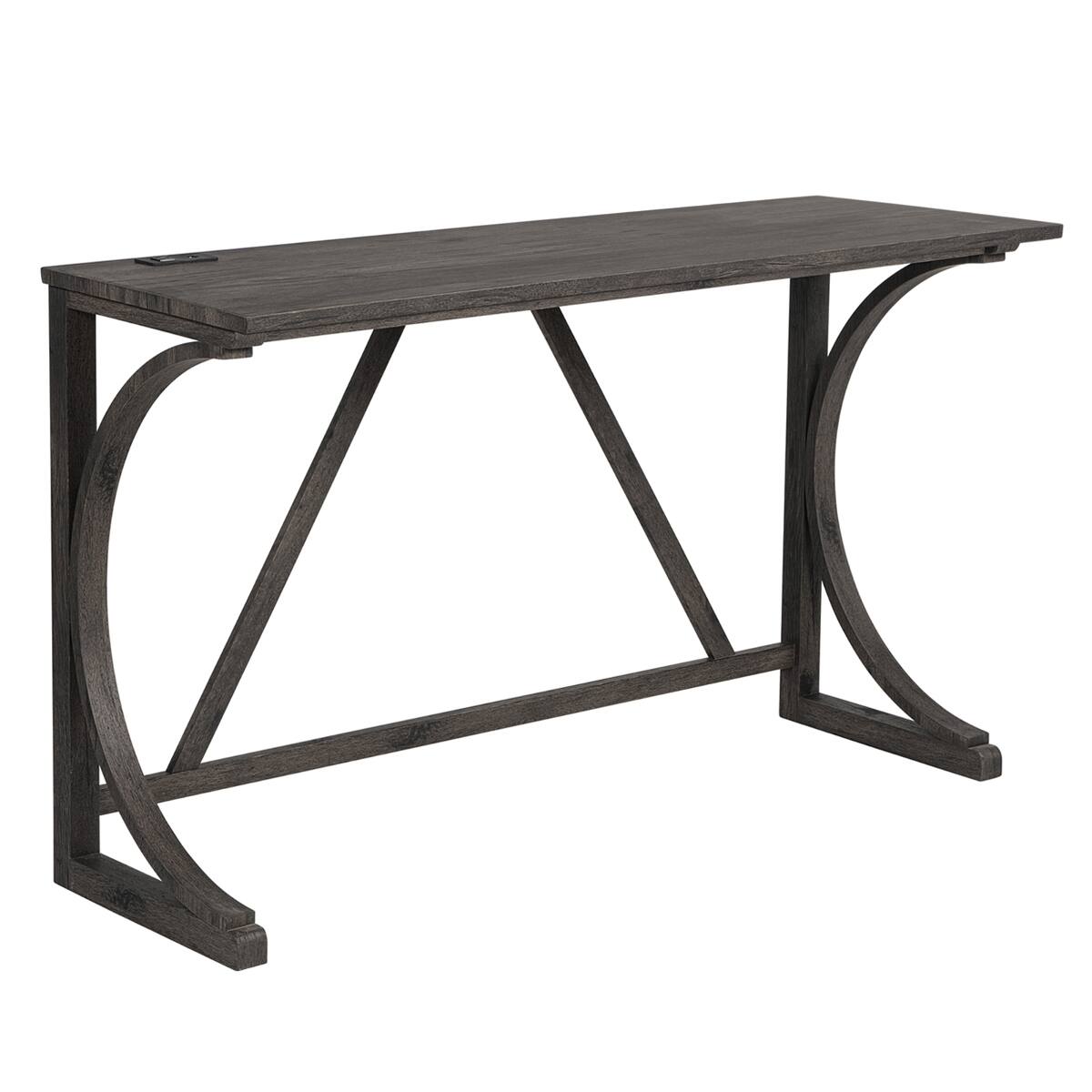 Alt View 6. Loheer - Loheer Bar Table Set With Three Stools and Power Outlet, Dark Gray Rectangular Counter Height Set - Dark gray.