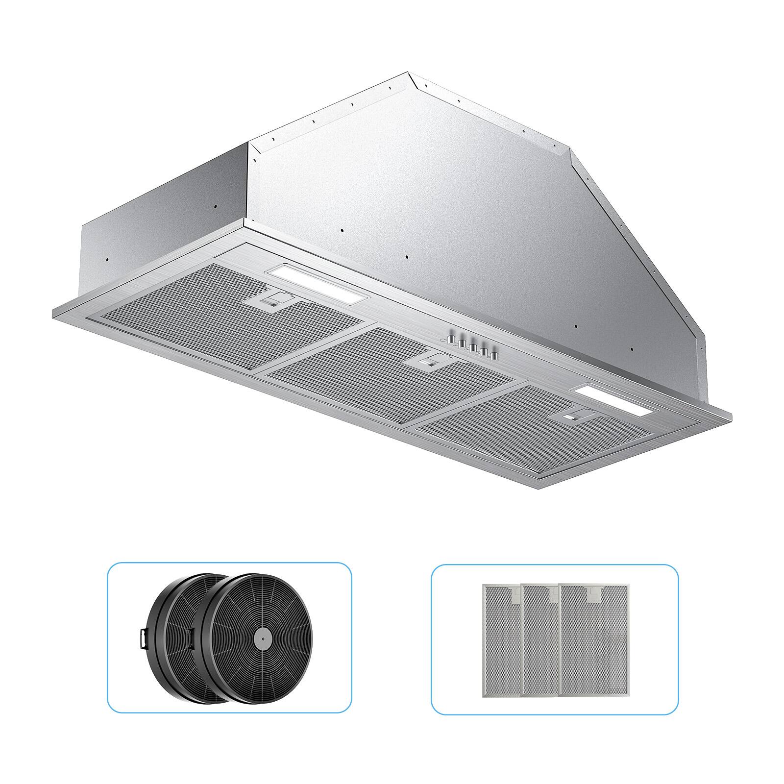 Angle. VIKIO - 30 inch Ducted 300-CFM Recirculating Stainless steel Insert Range Hood with Charcoal Filter - Stainless steel.