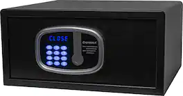 Barska - Digital LED Keypad Hotel Safe with Motorized Locking Bots & Interior LED - 0.84 Cu Ft 15" Laptop - Black