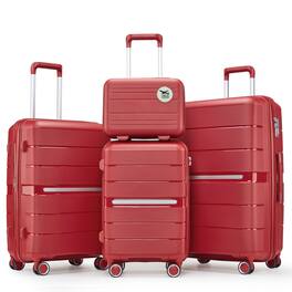 Ecooso - Luggage Set 4 Piece (14/20/24/28), Lightweight PP Expandable Suitcase Set with Spinner Wheels and TSA Lock for Travel - WINE RED