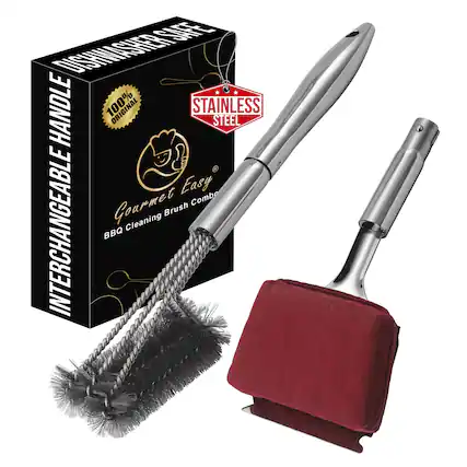 Gourmet Easy
BBQ Cleaning Brush Combo
100% Original
Interchangeable Handle
Stainless Steel
Dishwasher Safe