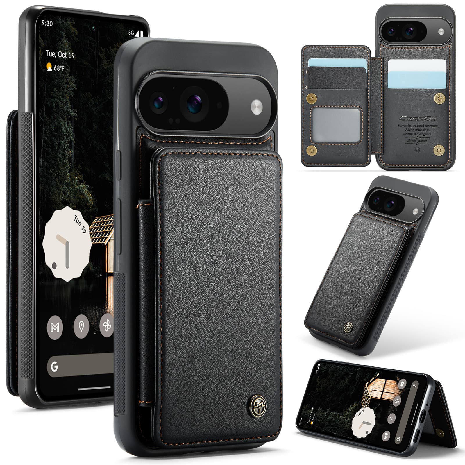 UUCOVER - Wallet Case for Google Pixel 9/9 Pro with Magnetic RFID Card Holder Slots, Shockproof PU Leather Flip Kickstand Cover - Black price history on PriceWatchPro