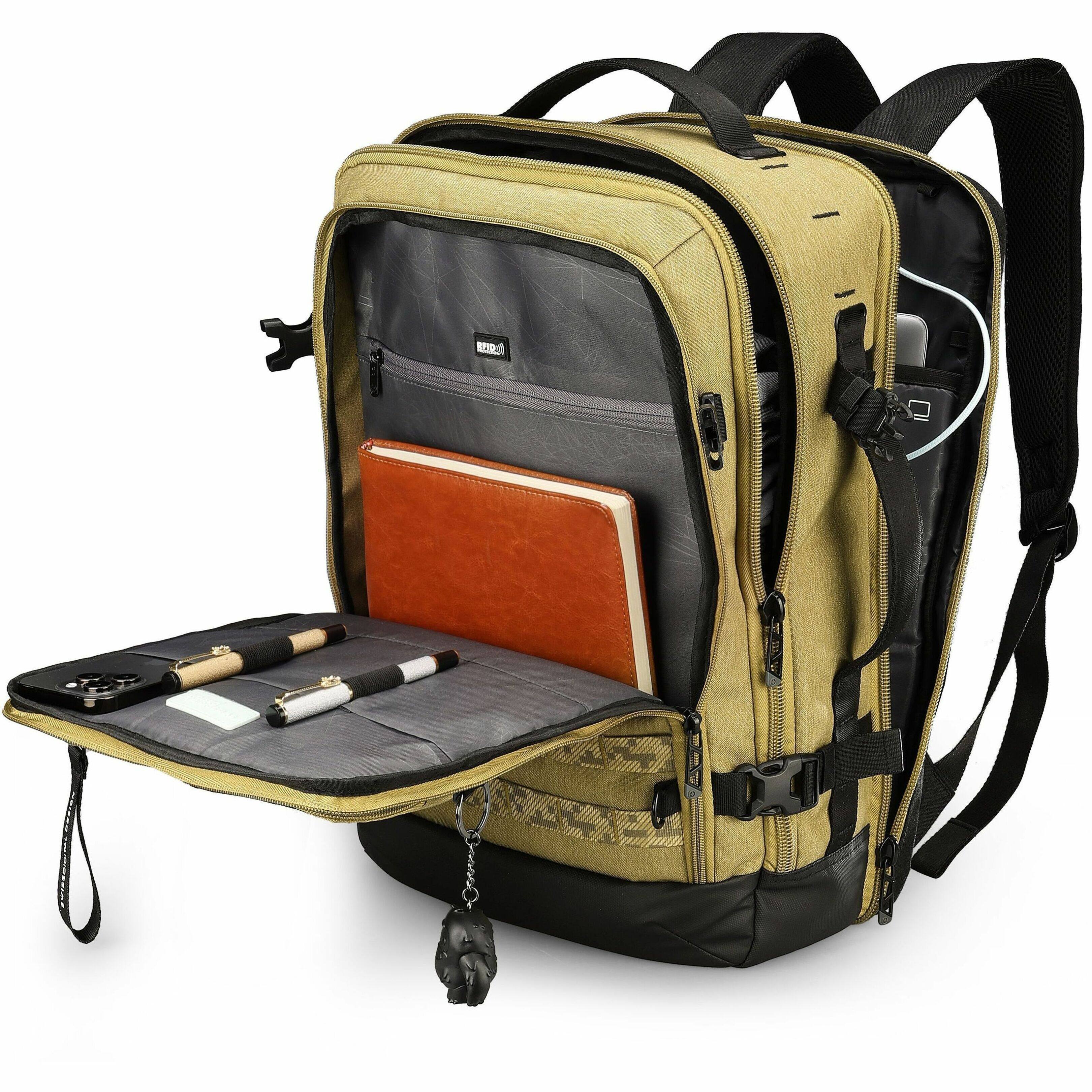 Alt View 20. Swissdigital Design - BERG PRO TSA-Friendly Backpack With USB Charging Port  RFID Protection and Fits Up to 17″ Laptop - Khaki.