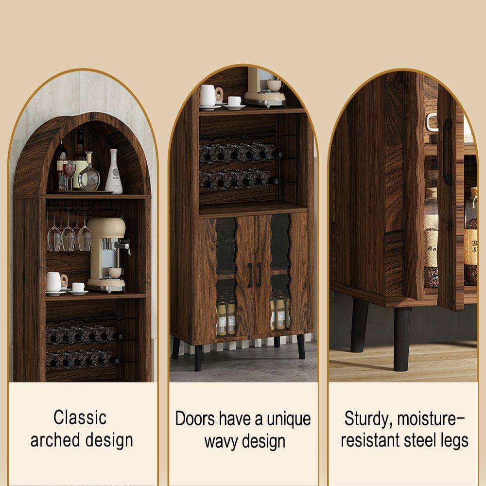 Classic arched design  
Doors have a unique wavy design  
Sturdy, moisture-resistant steel legs