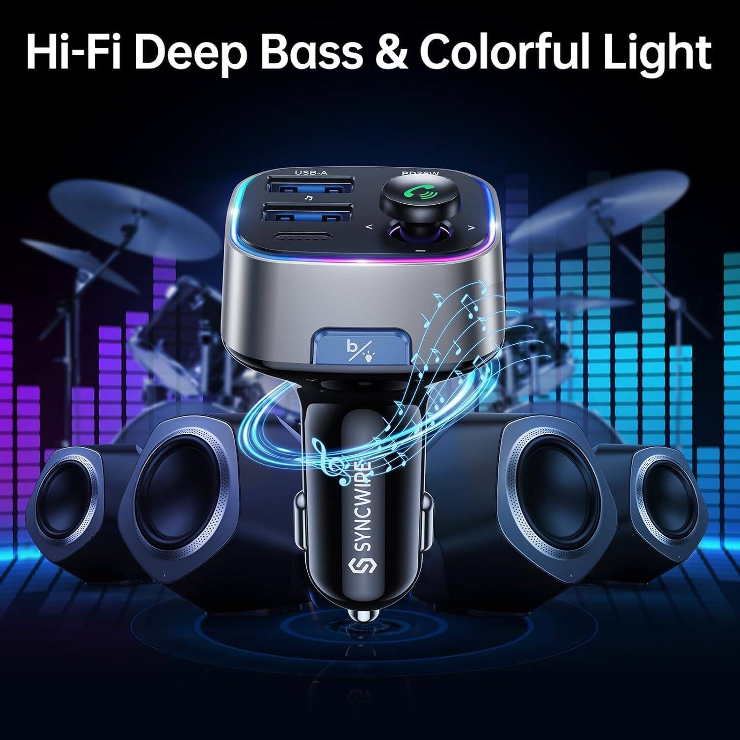 Hi-Fi Deep Bass & Colorful Light

USB-A

PD26W

b/v cl SYNCWIRE