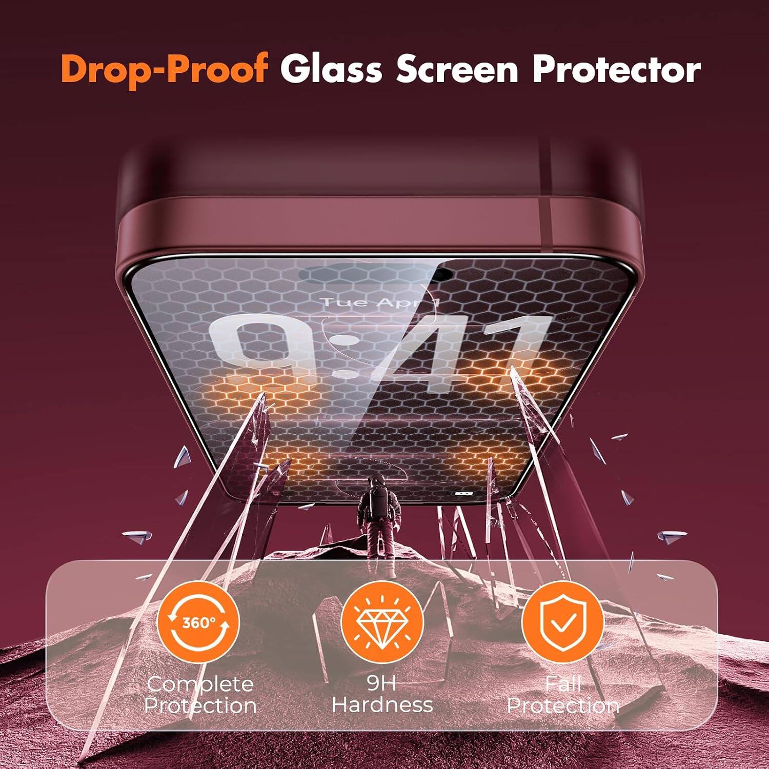Drop-Proof Glass Screen Protector

Tue Apr 9:41

360° Complete Protection

9H Hardness

Fall Protection