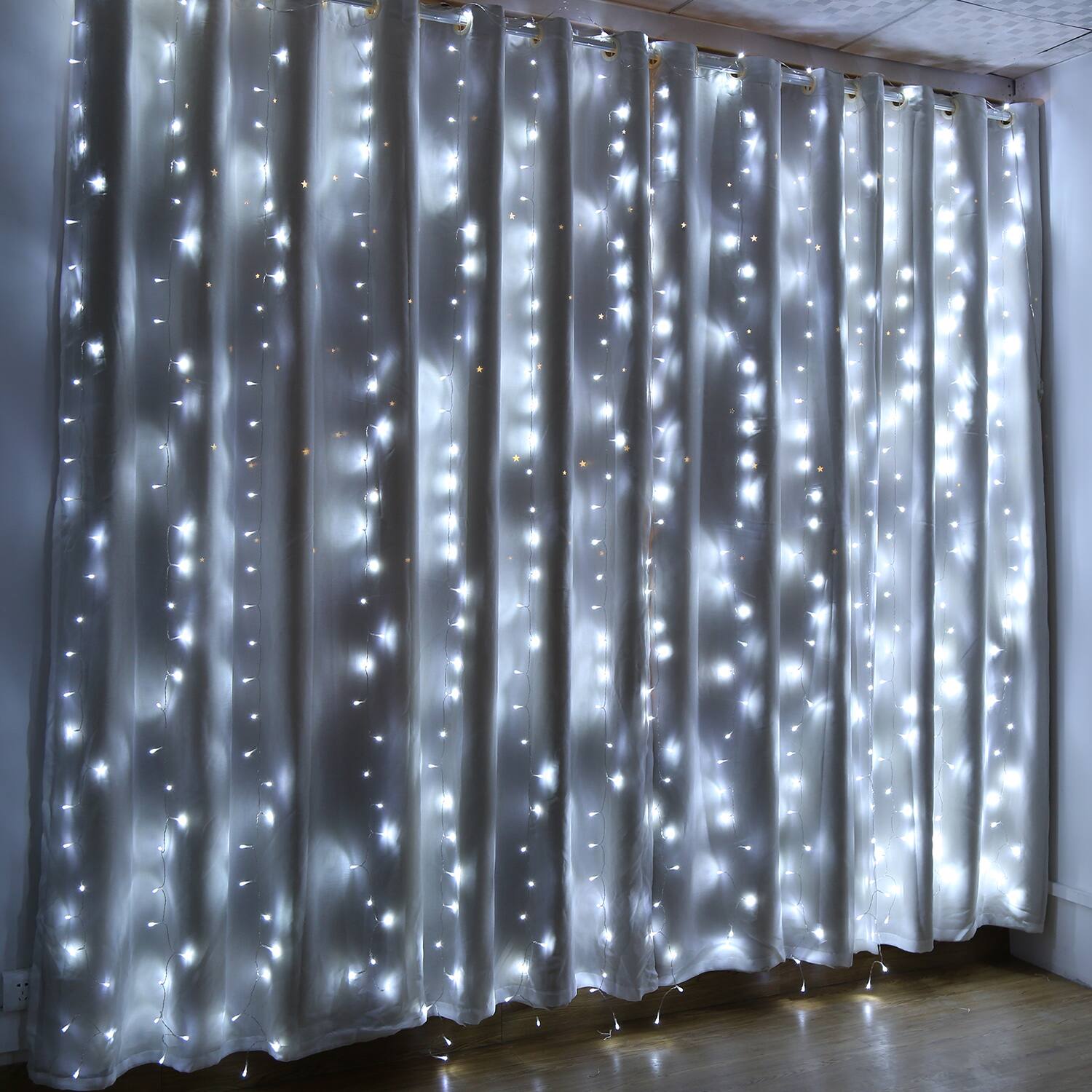 Alt View 4. IMAGE - 19.6*6.6FT 448 LED String Fairy Curtain Lights Cool White - Cool White.