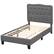 Front. Costway - Twin Size Bed Frame with 46" Tall Button Tufted Headboard Wooden Slats Support - Gray.