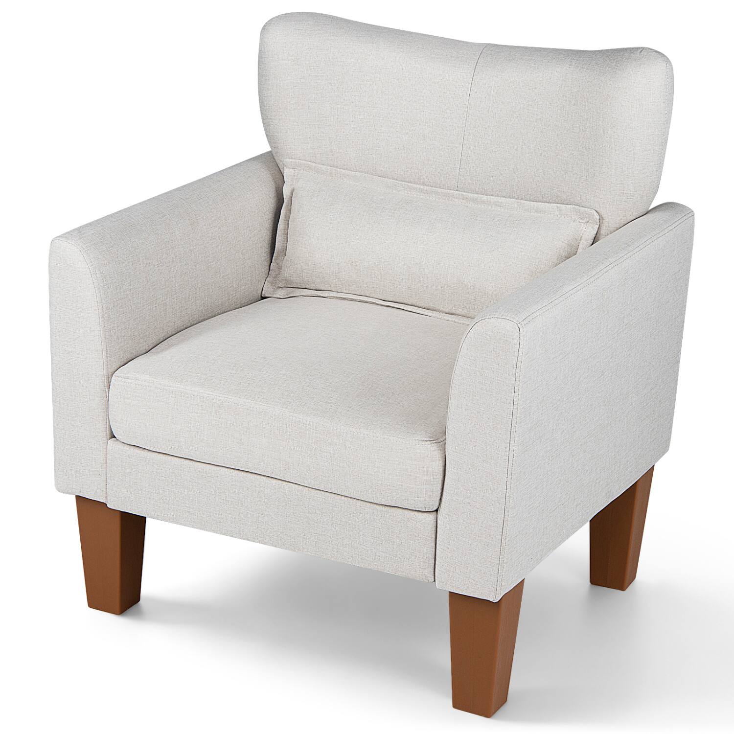 Angle. WELLFOR - Modern Accent Chair with Removable Cushion & Pillow for Living Room - Beige.
