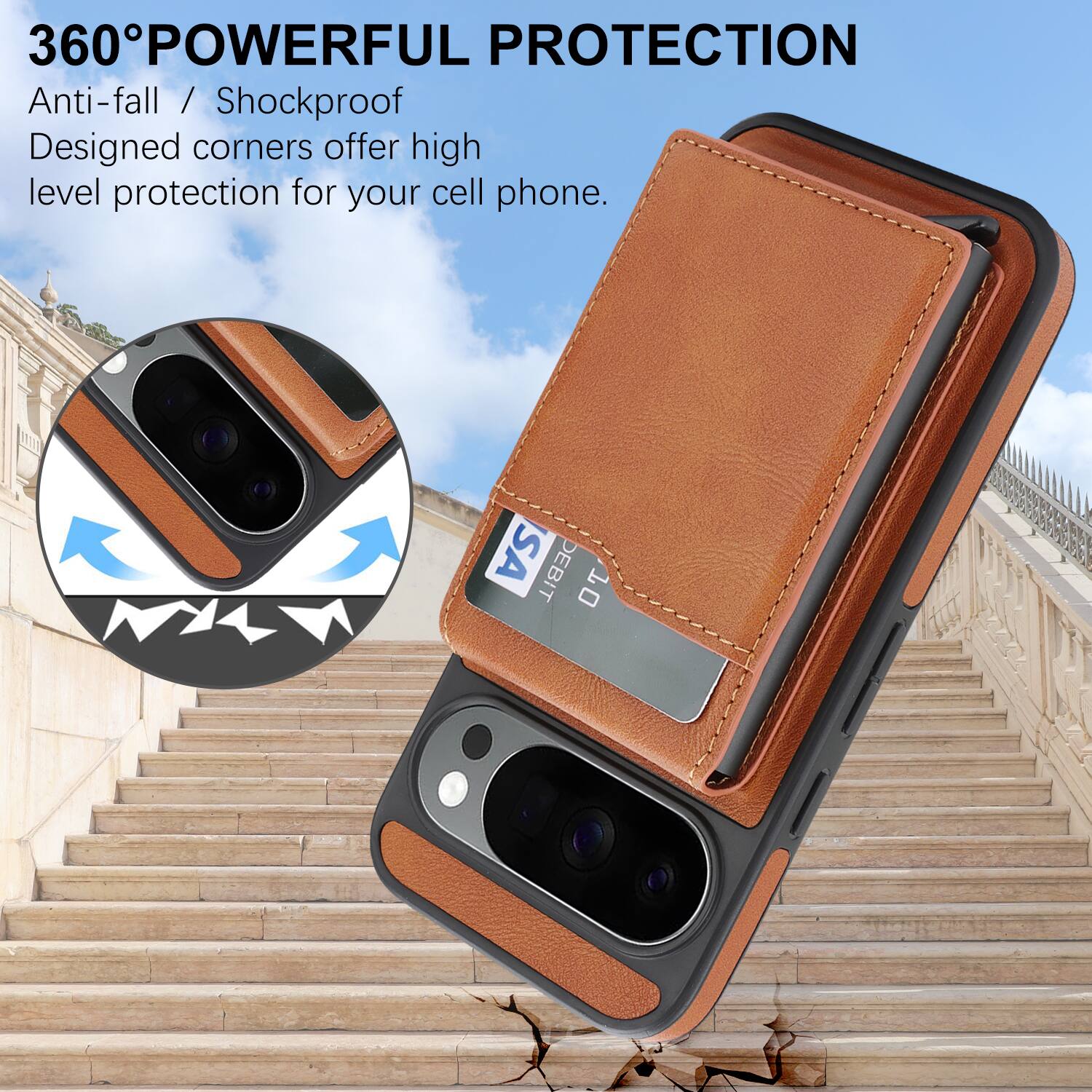 360° POWERFUL PROTECTION  
Anti-fall / Shockproof  
Designed corners offer high level protection for your cell phone.