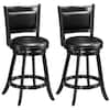 Front. Costway - Costway 2PCS 24" Swivel Counter Stool Dining Chair Upholstered Seat - Black.