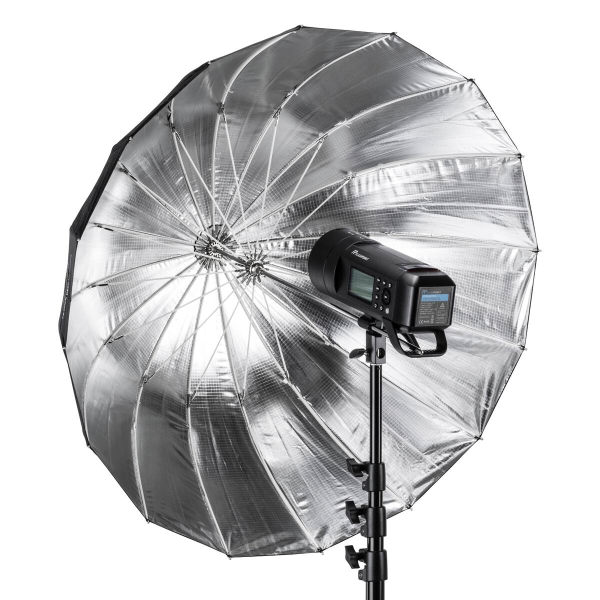 Alt View 3. Glow - Glow Easy Lock Medium Deep Silver Fiberglass Umbrella (33").