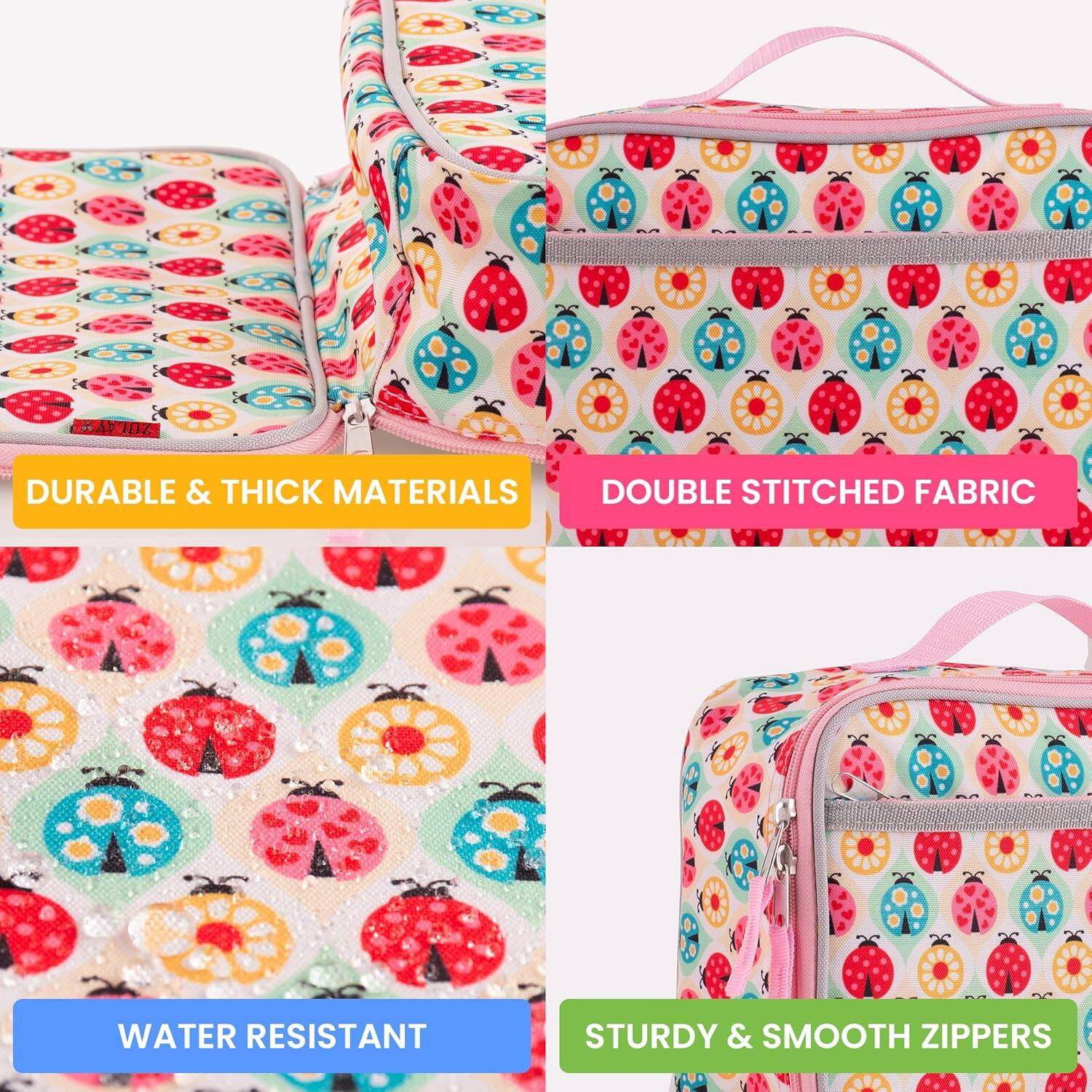 DURABLE & THICK MATERIALS, DOUBLE STITCHED FABRIC, WATER RESISTANT, STURDY & SMOOTH ZIPPERS