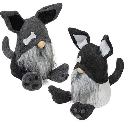 Front. BreeBe - *Dog Gnome Black & Gray 2 Asstd. - Black, White, Grey.