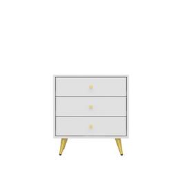 FUFU & GAGA - FUFU&GAGA Modern Nightstand with Gold Accents: 3 - Drawer Bedroom Organizer - White