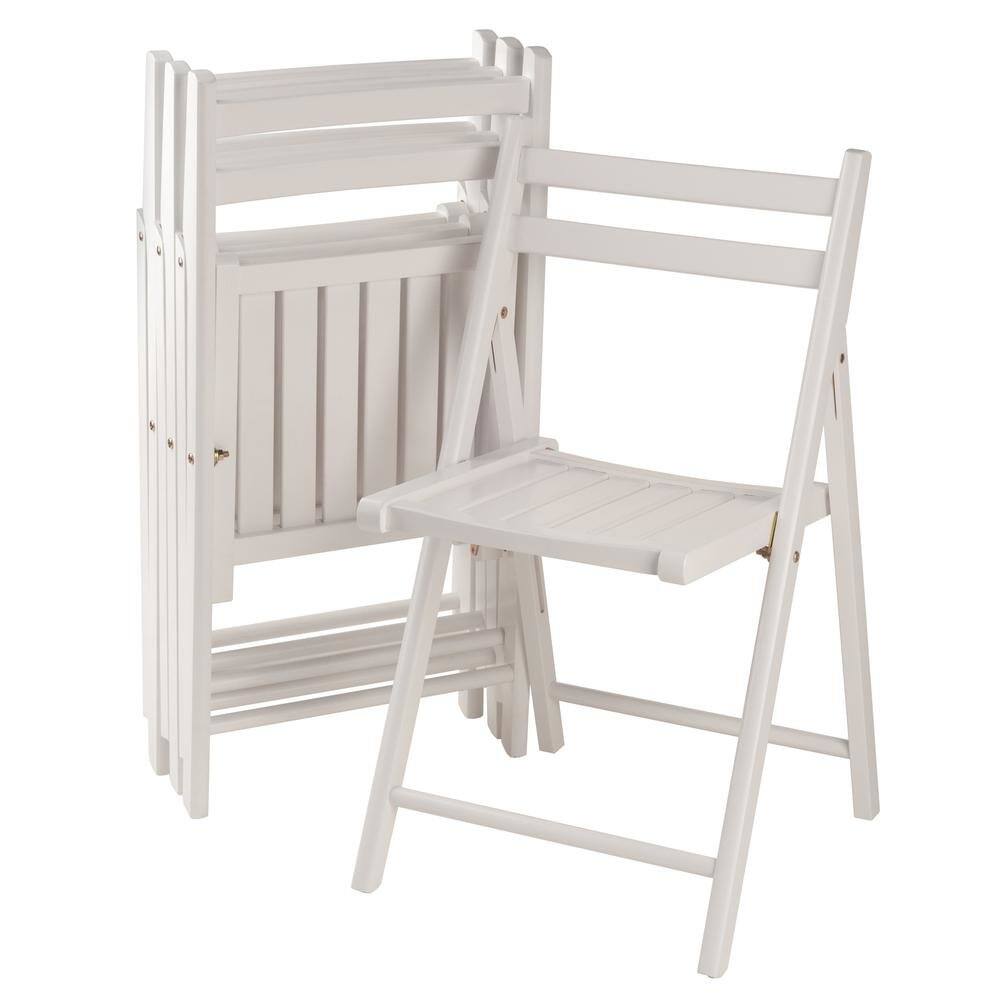 Front. FurniFact - 4-PC Folding Chair Set - White.