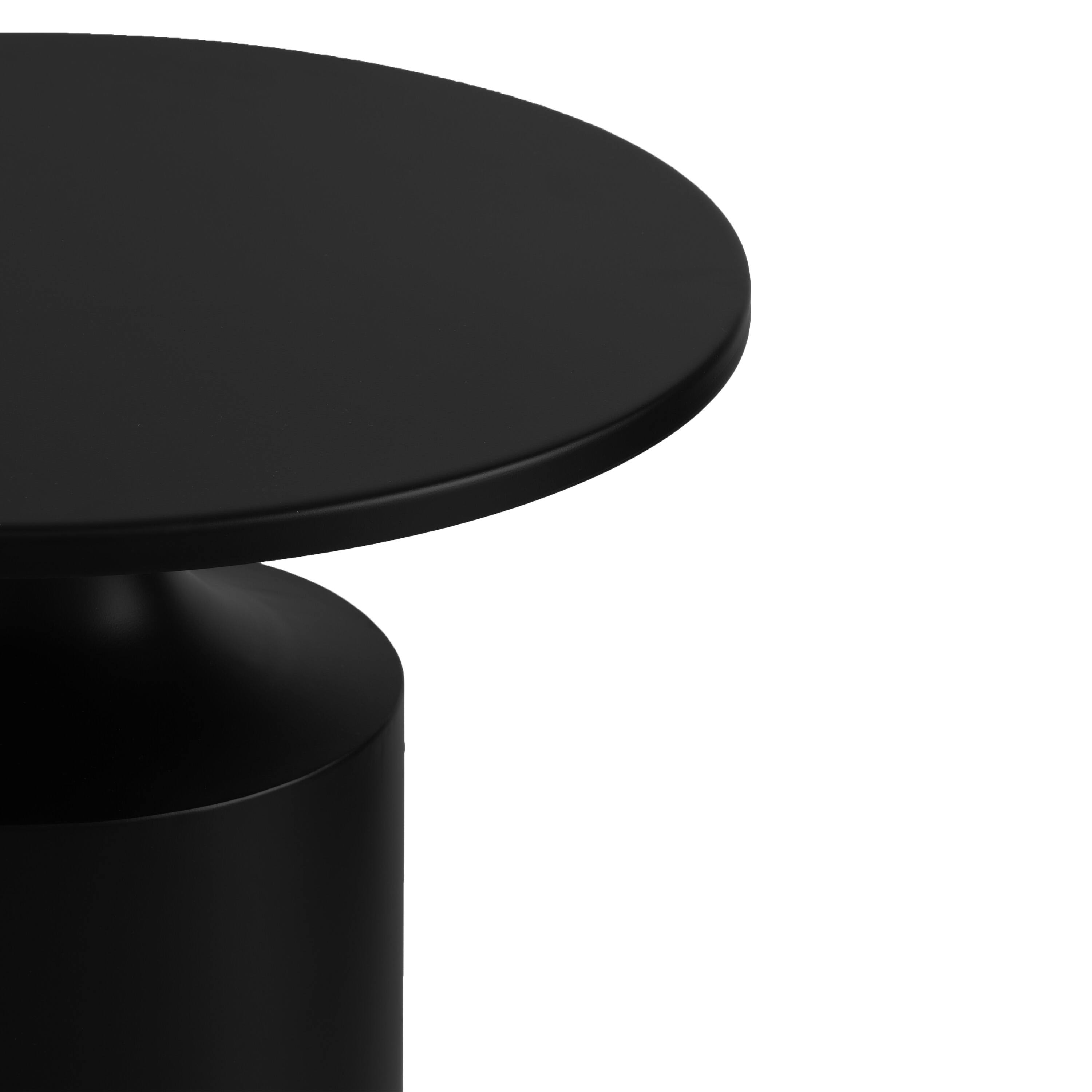 Alt View 2. Manhattan Lane - 20 Inch Modern Round Iron Side Table with Pedestal Base - Black.