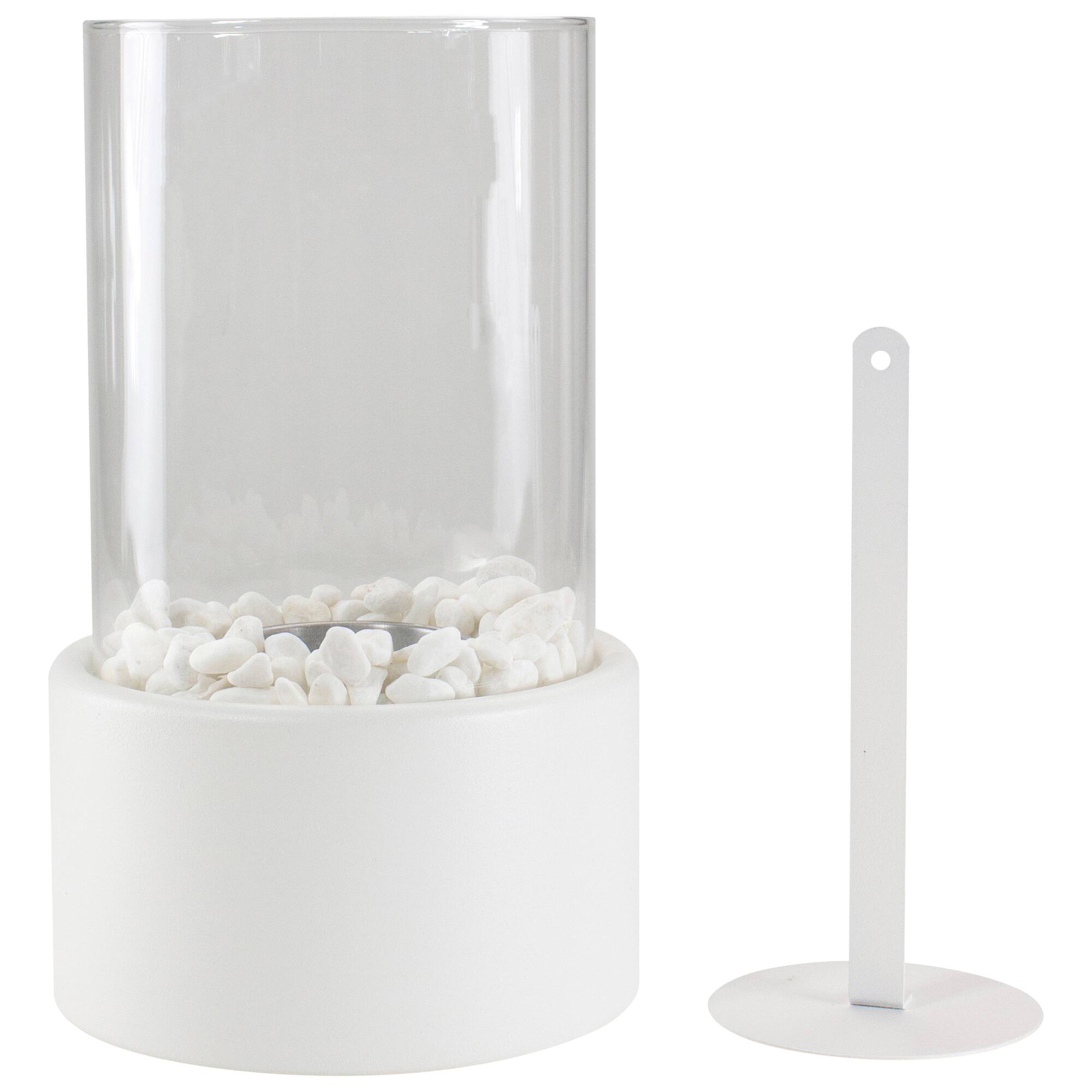 Alt View 2. Northlight - Bio Ethanol Round Portable Fireplace with Base - 10.5" - White - White.