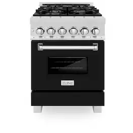 ZLINE - 24 in. Legacy Dual Fuel Range in Satin Stainless Steel w/ Black Matte Door (RAS-BLM-24) - Matte Black