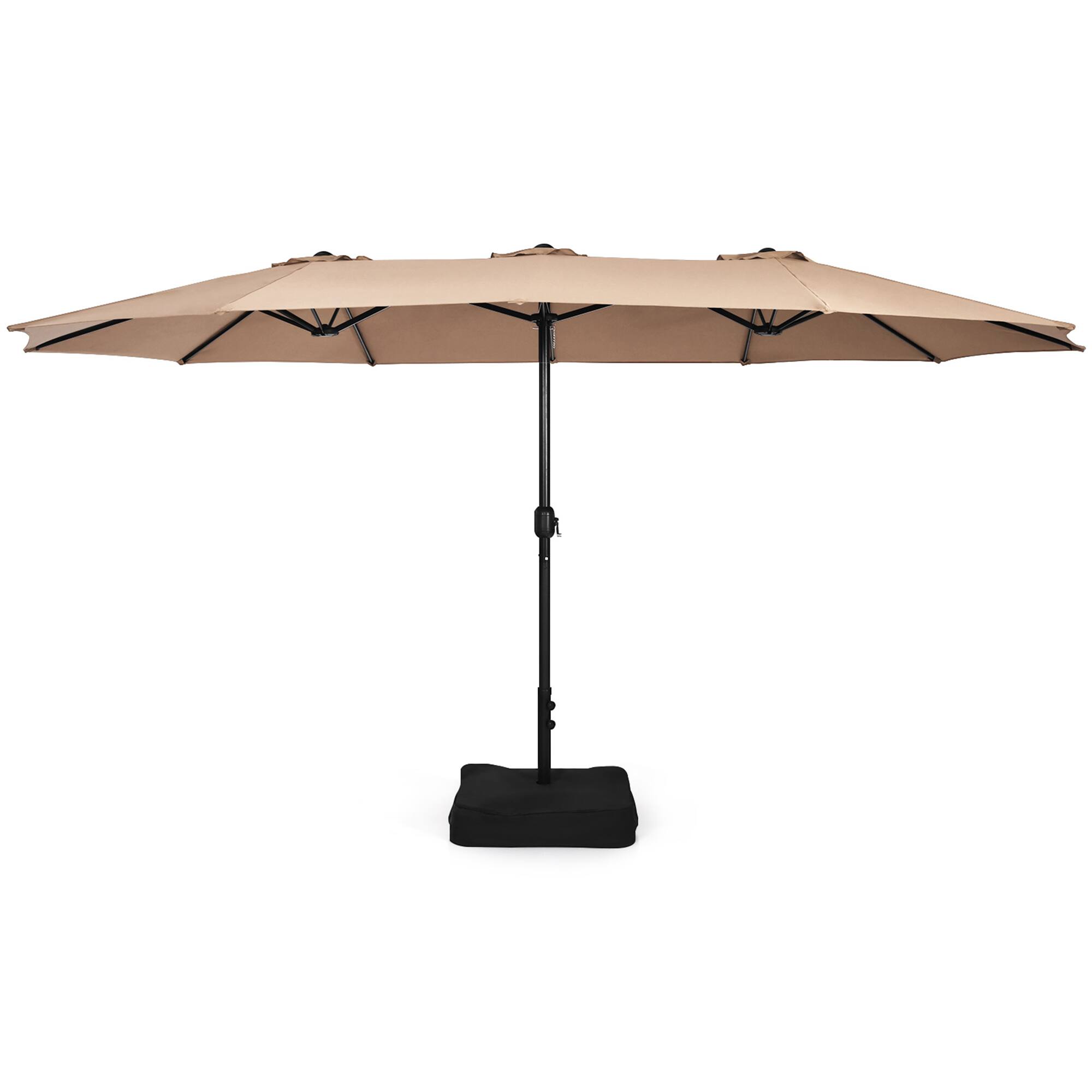 Alt View 1. Gymax - Gymax 15 ft Double-Sided Patio Twin Umbrella Extra-Large Market Umbrella w/ Base Coffee - Coffee.