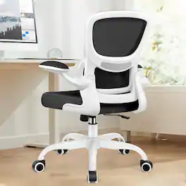 Brick Attic - Ergonomic Office Chair with Lumbar Support and Adjustable Armrests, Breathable Mesh Mid Back Computer Desk Chair - White