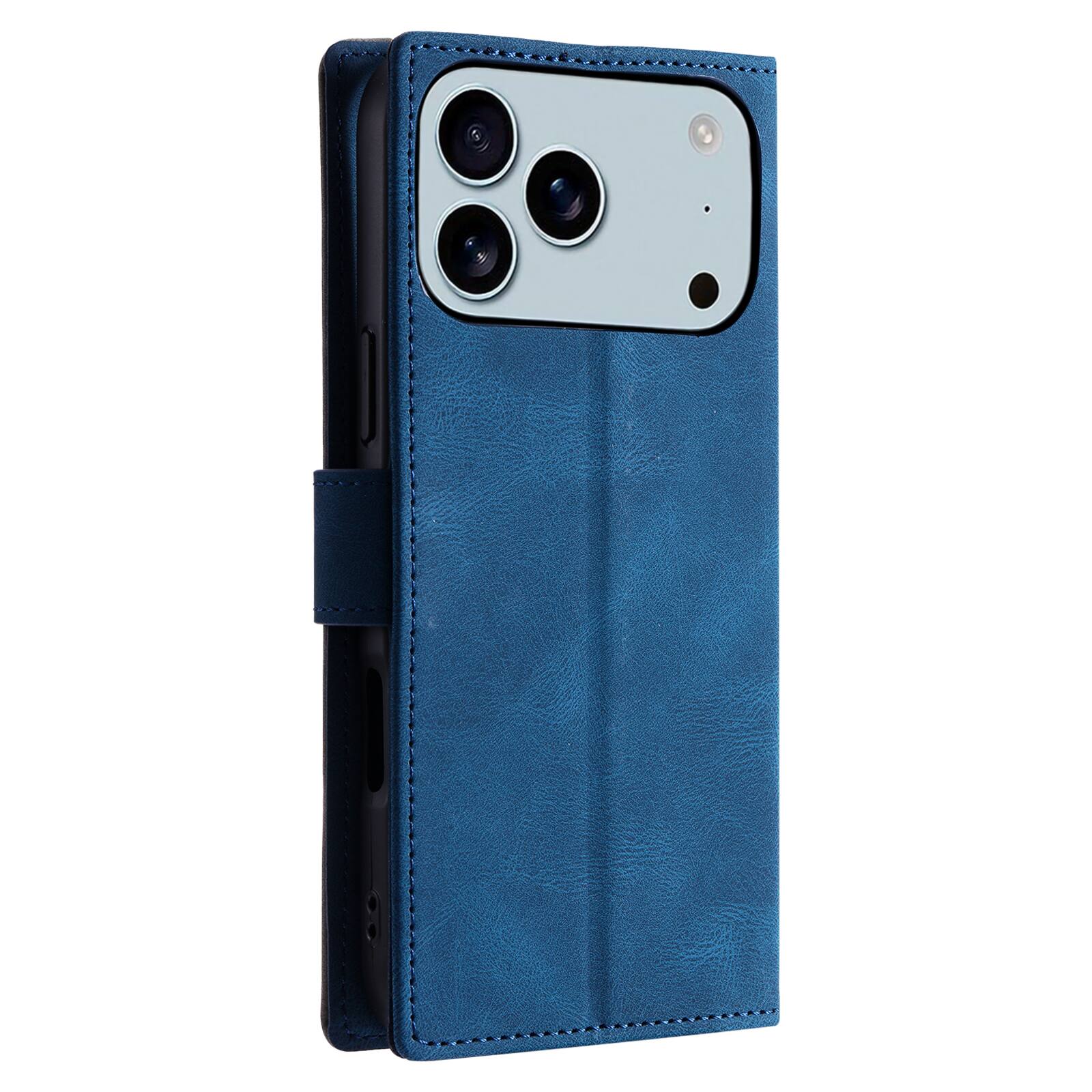 Alt View 3. Dteck - Wallet Case for Apple iPhone 17 Pro Max,Vintage PU Leather Flip Card Holder Kickstand Magnetic Closure Phone Cover - Blue.