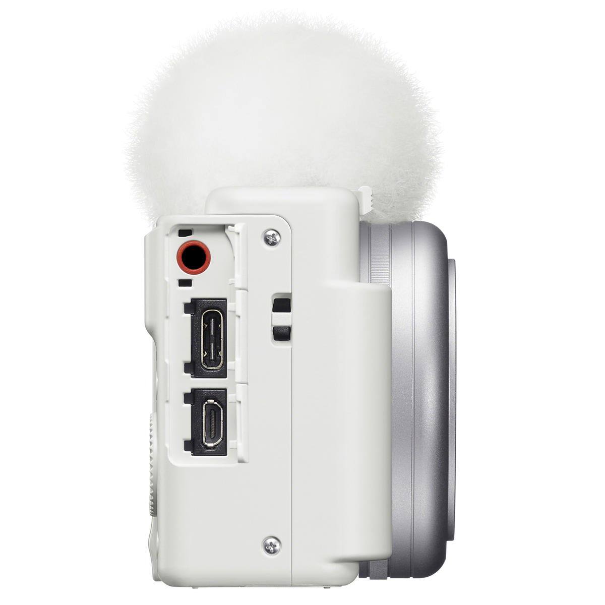 Alt View 5. Sony - Sony ZV-1F Vlogging Camera, White Bundle with 32GB SD Card, Camera Bag.
