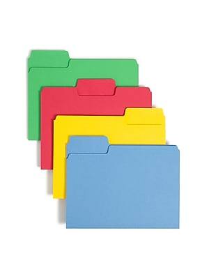 Front. Smead - Smead SuperTab File Folder, Oversized 1/3-Cut Tab, Letter Size, Assorted Colors, 100/Box (11987) - Assorted Colors.