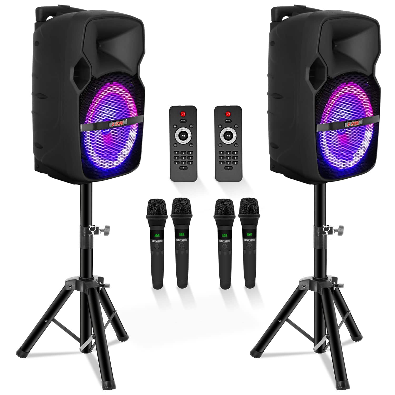 5 CORE - 5Core Party Speaker 2Pc Bluetooth 400W Active PA DJ System - Black
