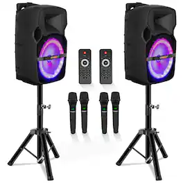 5 CORE - 5Core Party Speaker 2Pc Bluetooth 400W Active PA DJ System - Black