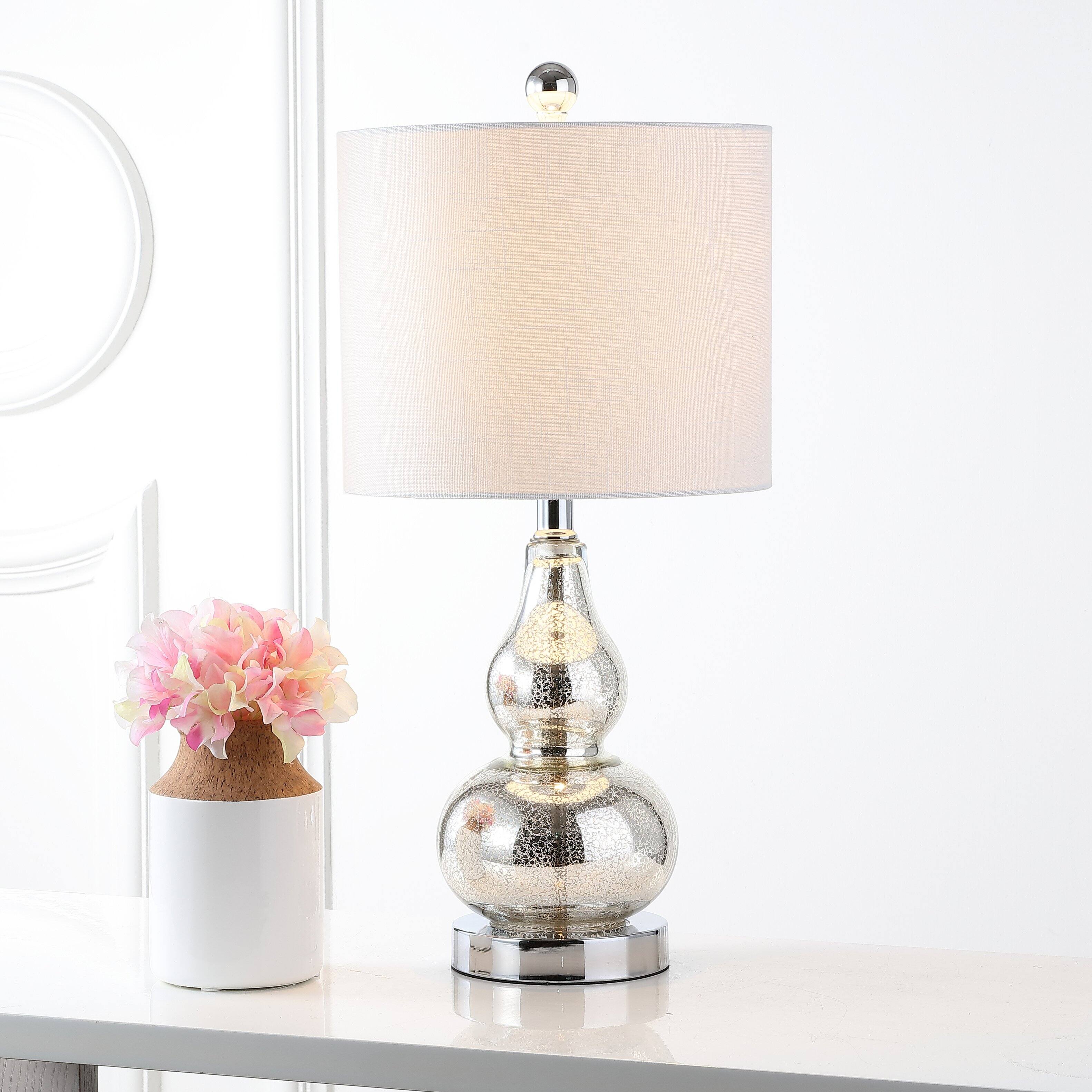 Alt View 1. Jonathan Y - Anya 20.5" Mini Glass LED Table Lamp, Silver - Mercury Silver.