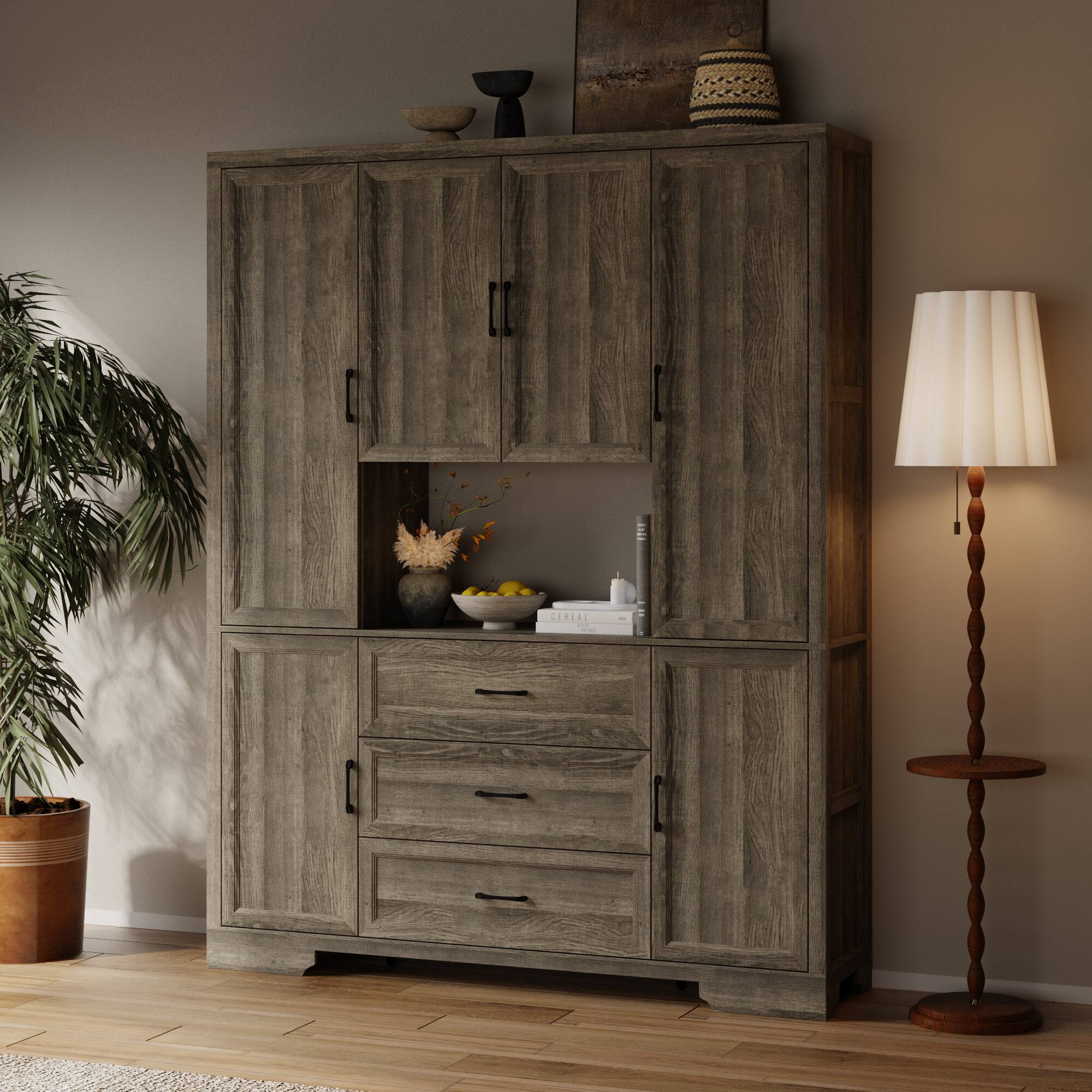 Alt View 10. Famapy - Famapy Multi - Door Storage Cabinet: Spacious Organizer for Dining & Living Spaces - Dark Gray.