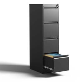 HTUTWOO - 4 Drawer Metal Vertical File Cabinet with Lock – Office Home Steel Vertical File Cabinet for A4 Legal/Letter Size - Black