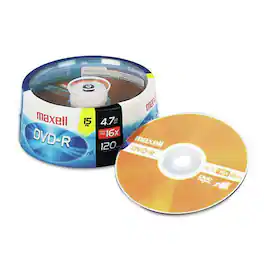 Maxell - 638006 4.7 GB 16x DVD-R Spindle Recordable Disc - (15/Pack) - Gold