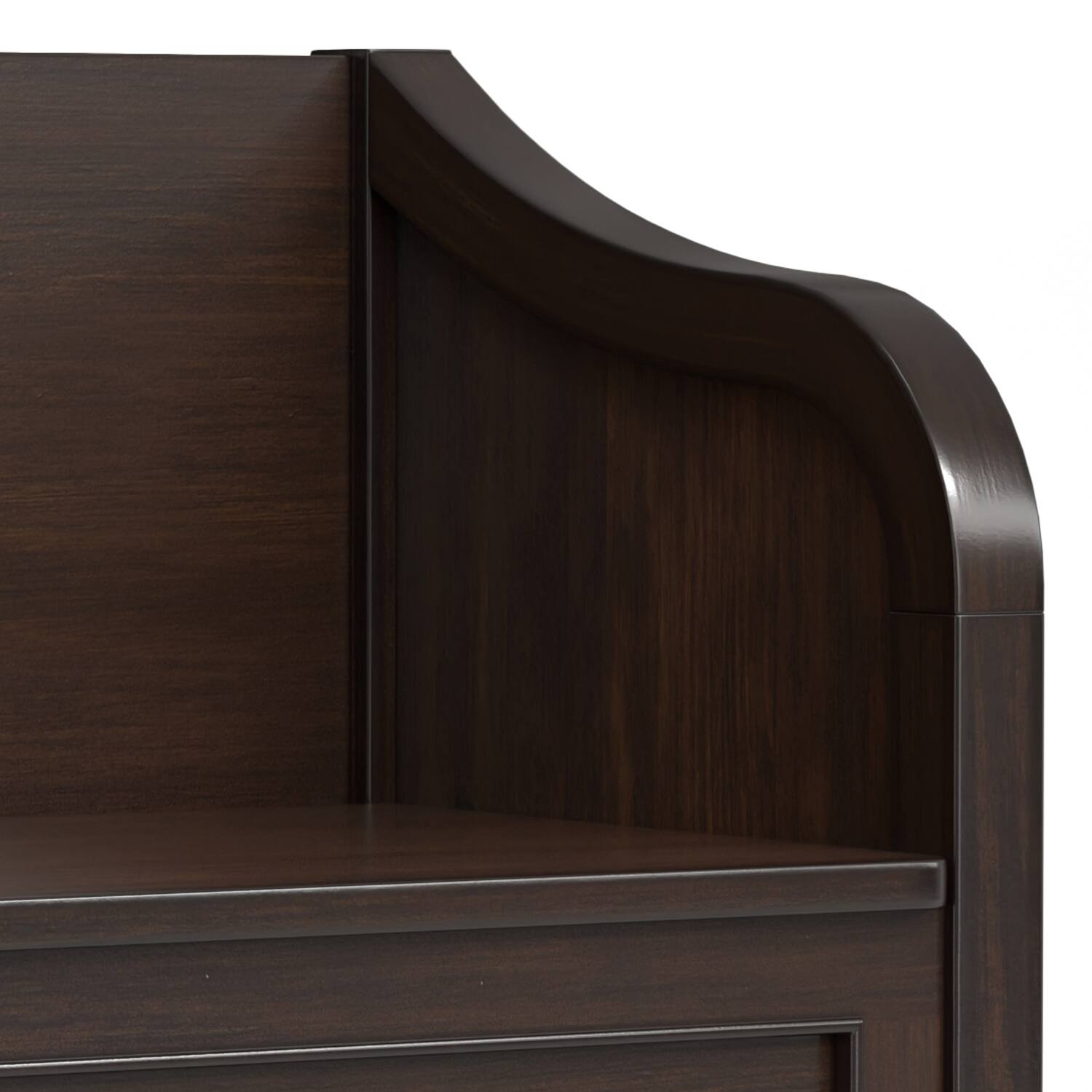 Alt View 6. Simpli Home - Connaught SOLID WOOD 30 inch Wide Traditional Small Entryway Storage Bench in Chestnut Brown - Chestnut Brown.