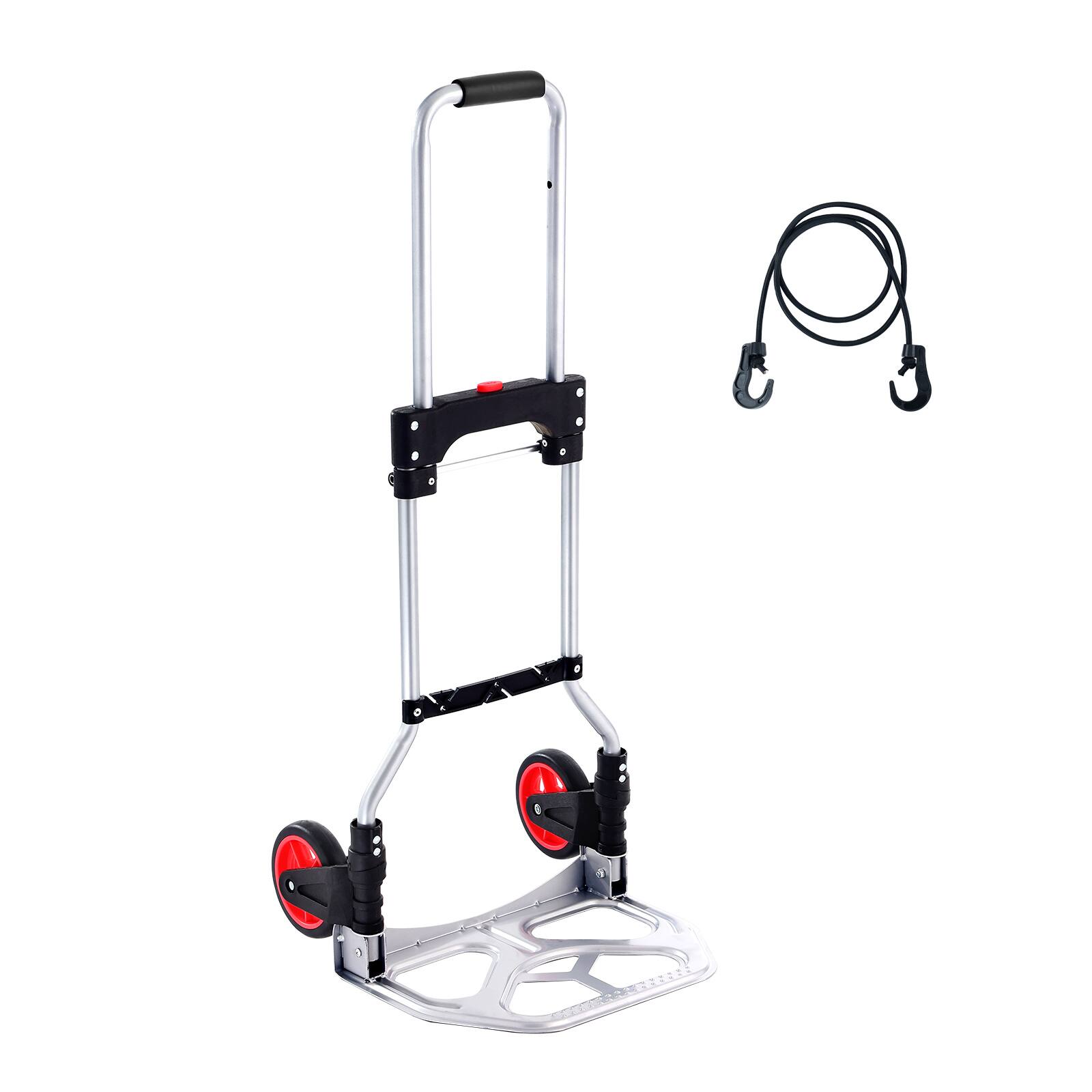 Alt View 3. LOVMOR - Folding Hand Truck and Dolly, 176-Lb Capacity Utility Cart with Telescoping Handle - Silver.