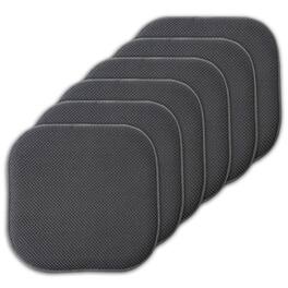 Sweet Home Collection - Honeycomb Memory Foam No Slip Back 16" x 16" Chair Pad Cushion, 6-Pack - Gray