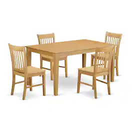 East West Furniture - 5 Pc Dining room for 4 set-- Dining Table and 4 Chairs - Oak
