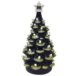 Santa's Workshop - Michigan Wolverines 14'' Ceramic Tree - Blue