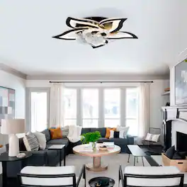 LUCKY ONE - 24" Low Profile Ceiling Fan with Light Remote 5 Blades DC Motor - Matte Black