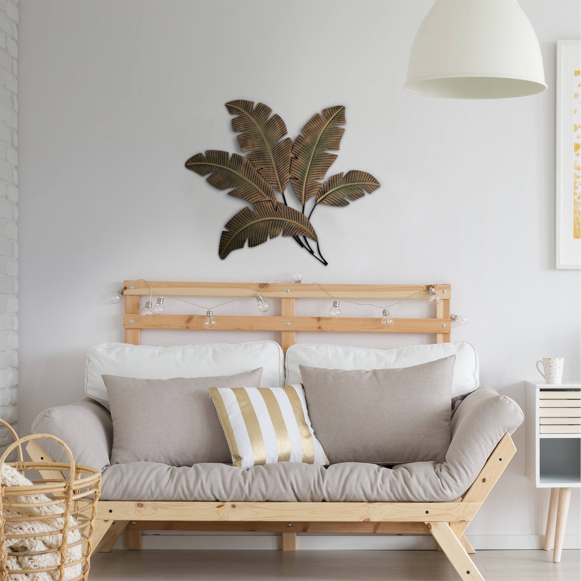 Alt View 3. Manhattan Lane - 35 Inch Tropical Metal Palm Leaf Wall Mount Accent Décor - Yellow, Green, Black.