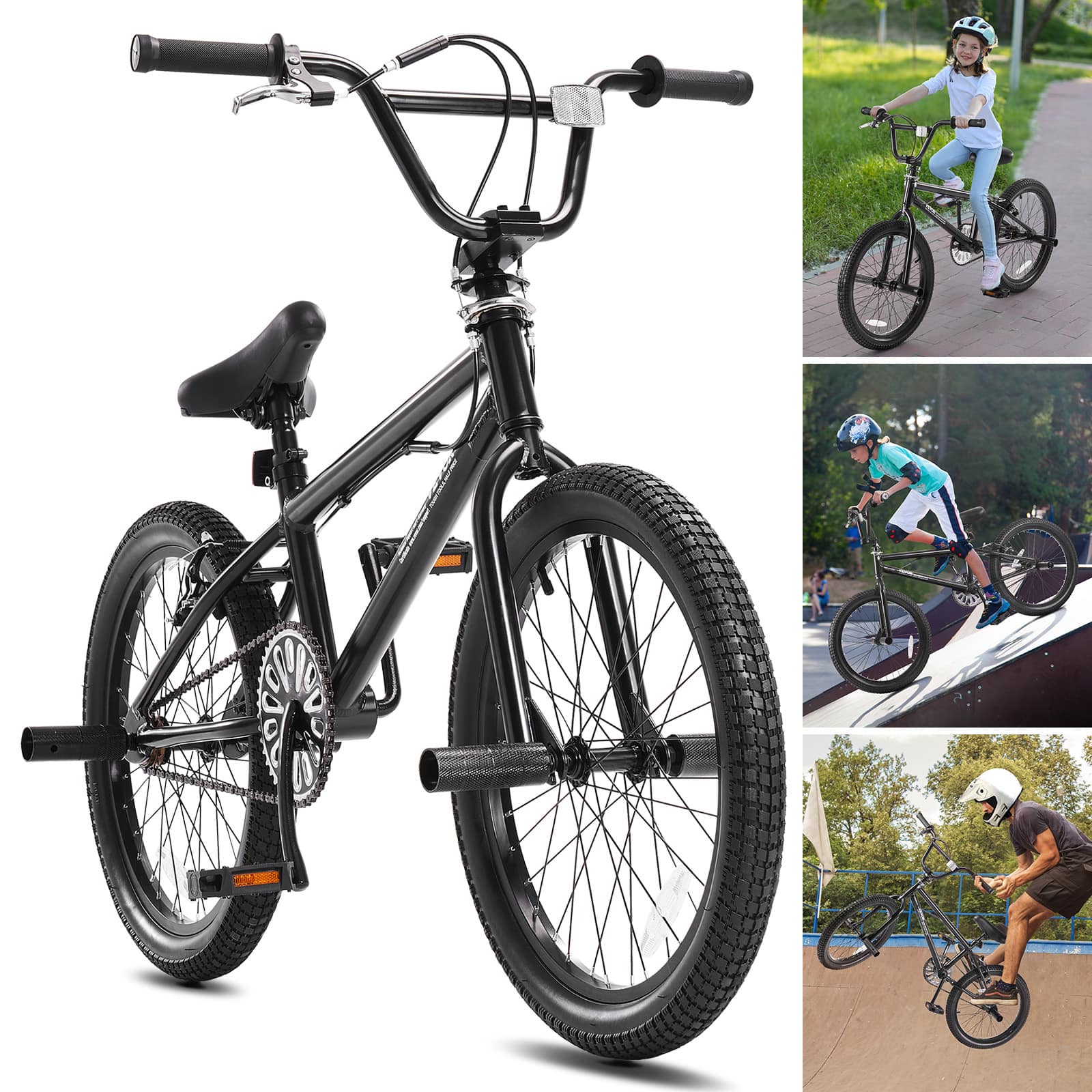 BMXバイク ブラック VEVOR BMX Bike, 20 Inch Wheel Freestyle Bike, BMX Race Bike