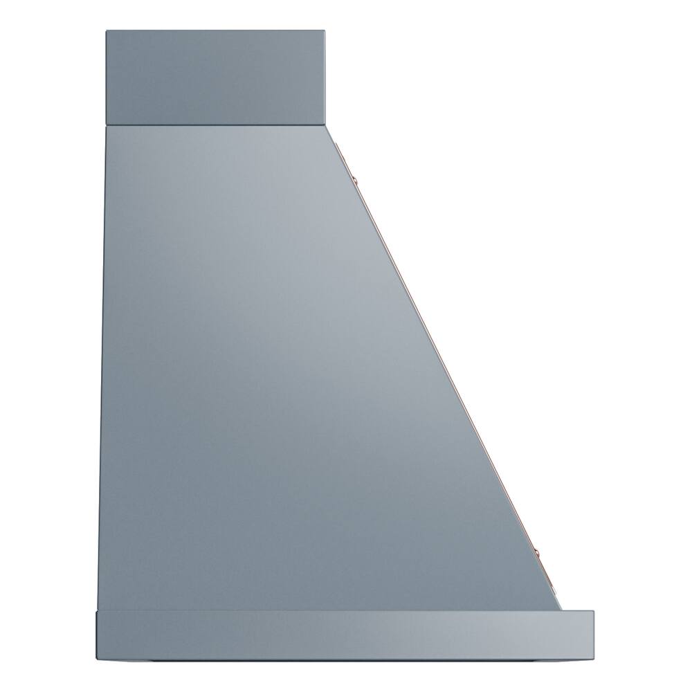 Alt View 3. ILVE - ILVE Nostalgie II Noblesse 30 inch Ducted Wall Mount Range Hood with 600 CFM (Blue G rey, Copper Trim) - Blue Grey.