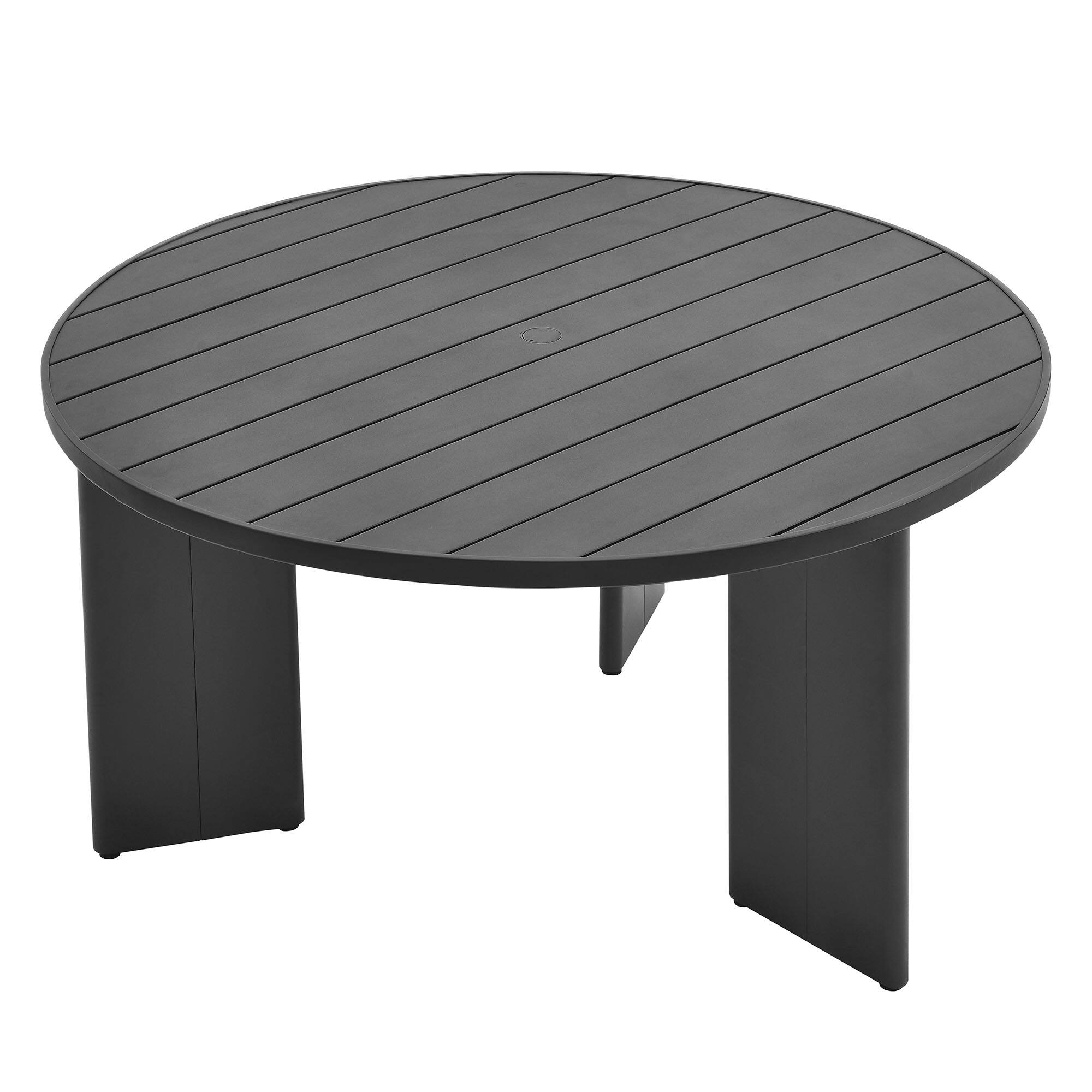Alt View 2. Modway - Tahoe Round Outdoor Patio Aluminum Dining Table by Modway - Gray.