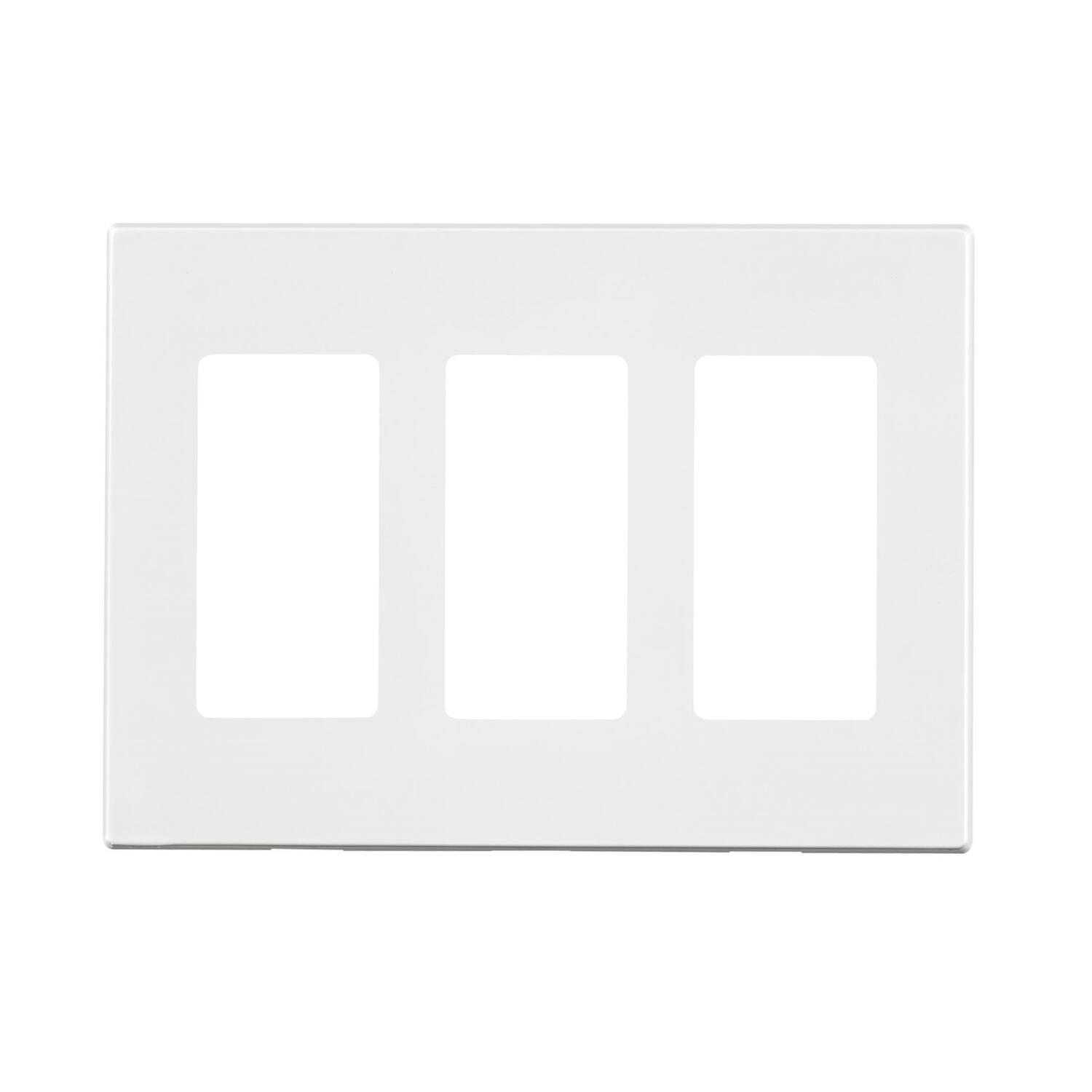 Front. Leviton - Leviton Decora Plus White 3 gang Polycarbonate Decorator Screwless Wall Plate 1 pk - White.