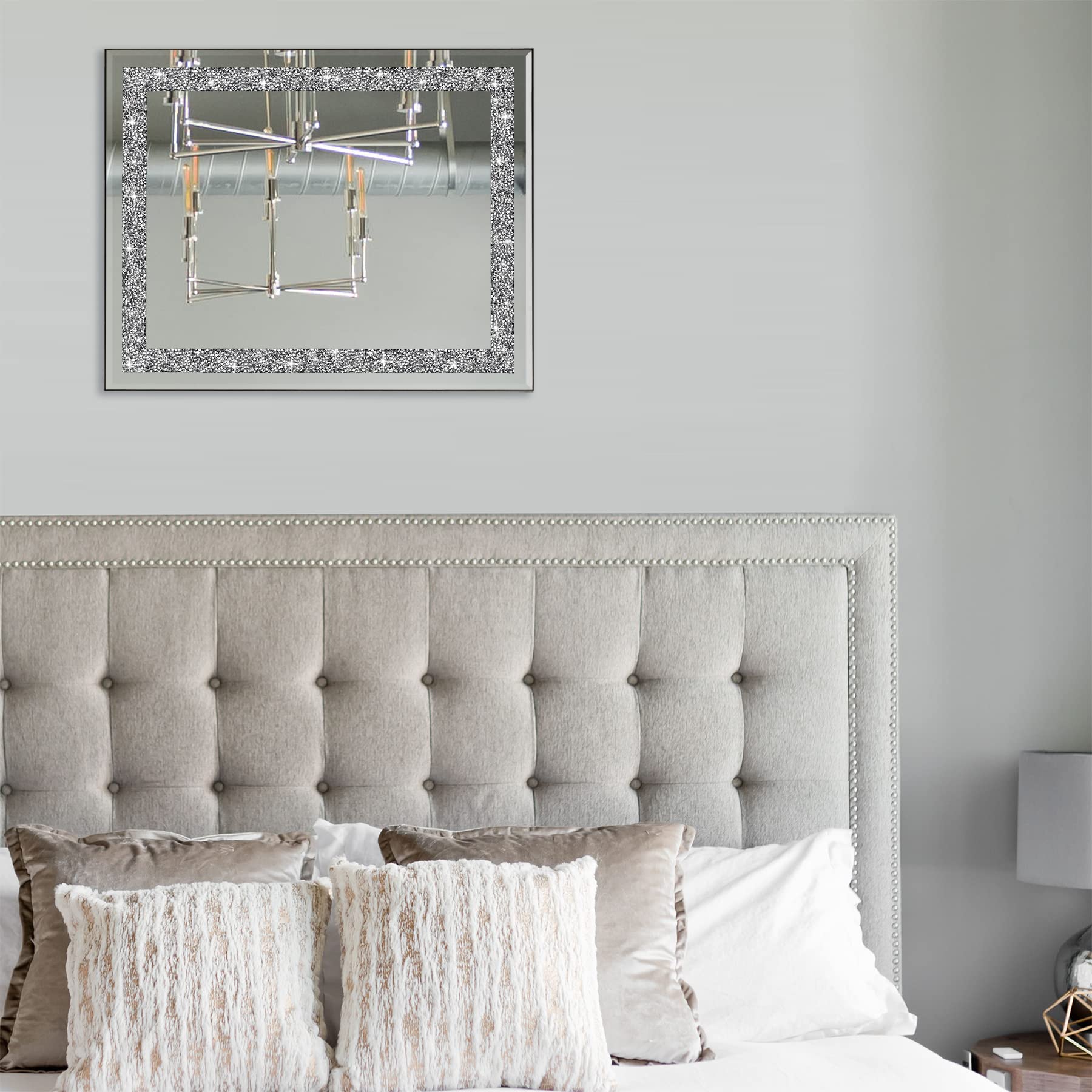 Alt View 4. Dapper Styles - Rectangular Wall Mirror Crystal Crush For Home Decor Accent Bathroom Entryway And Bedroom 16 X 20 - 16"x20".