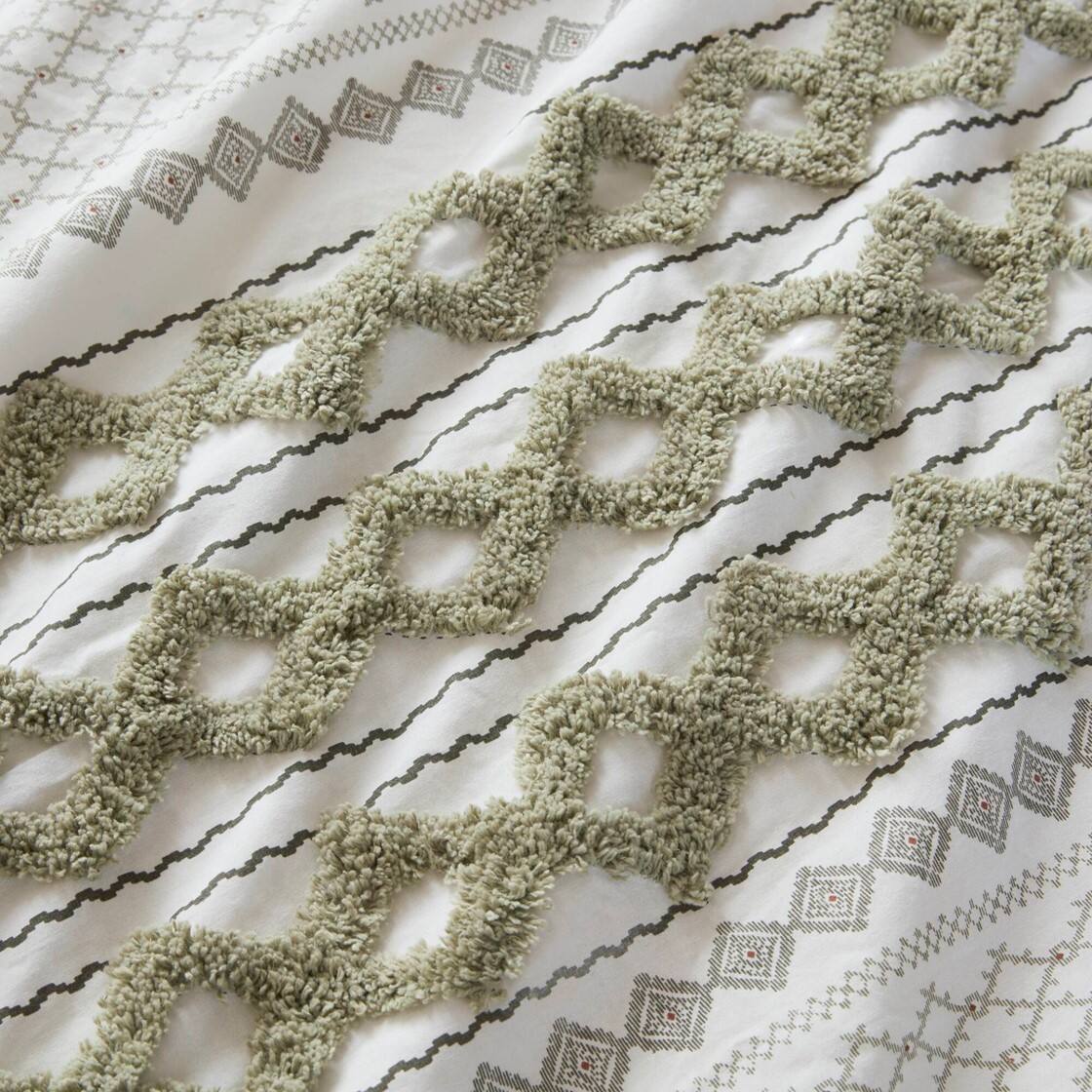 Alt View 5. Gracie Mills - Gracie Mills Modesto Printed Cotton Comforter Set with Chenille - Sage/Ivory.